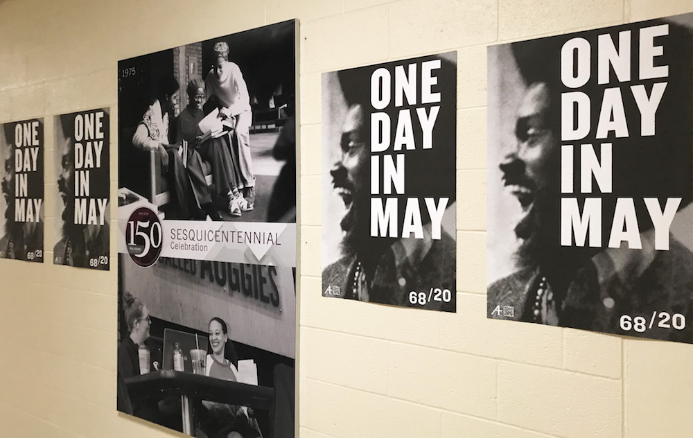 Posters on display for One Day in May